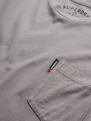 Superdry Grey Classic Essential Pocket 100% Cotton T-Shirt - Image 6 of 6