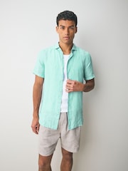 Superdry Green Vacation 100% Linen Shirt - Image 1 of 8