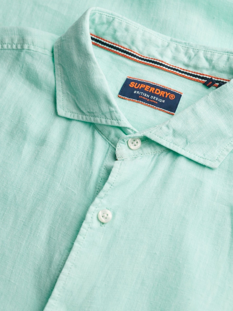 Superdry Green Vacation 100% Linen Shirt - Image 8 of 8