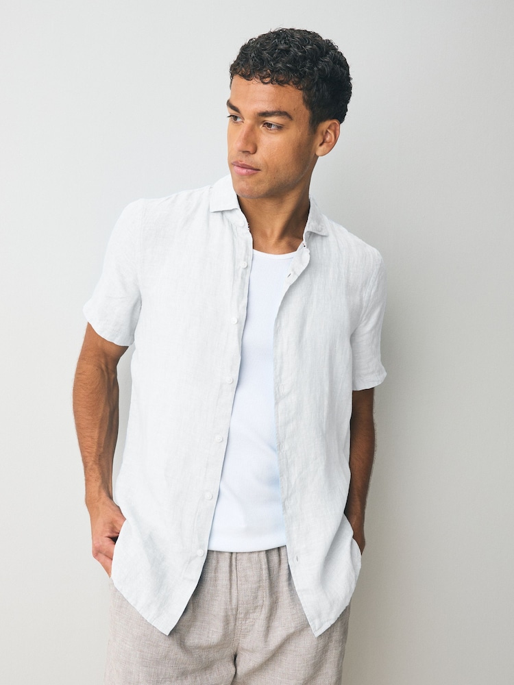 Superdry White Vacation 100% Linen Shirt - Image 1 of 5
