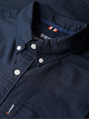 Темно-синий - Оксфордская рубашка из 100% хлопка с короткими рукавами Superdry - Изображение 5 из 5