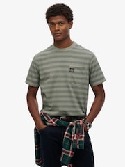 Superdry Green Contrast Stripe Pocket T-Shirt - Image 1 of 6
