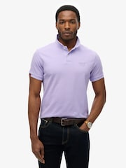 Superdry Purple Vint Destroy 100% Cotton Polo Shirt - Image 1 of 5