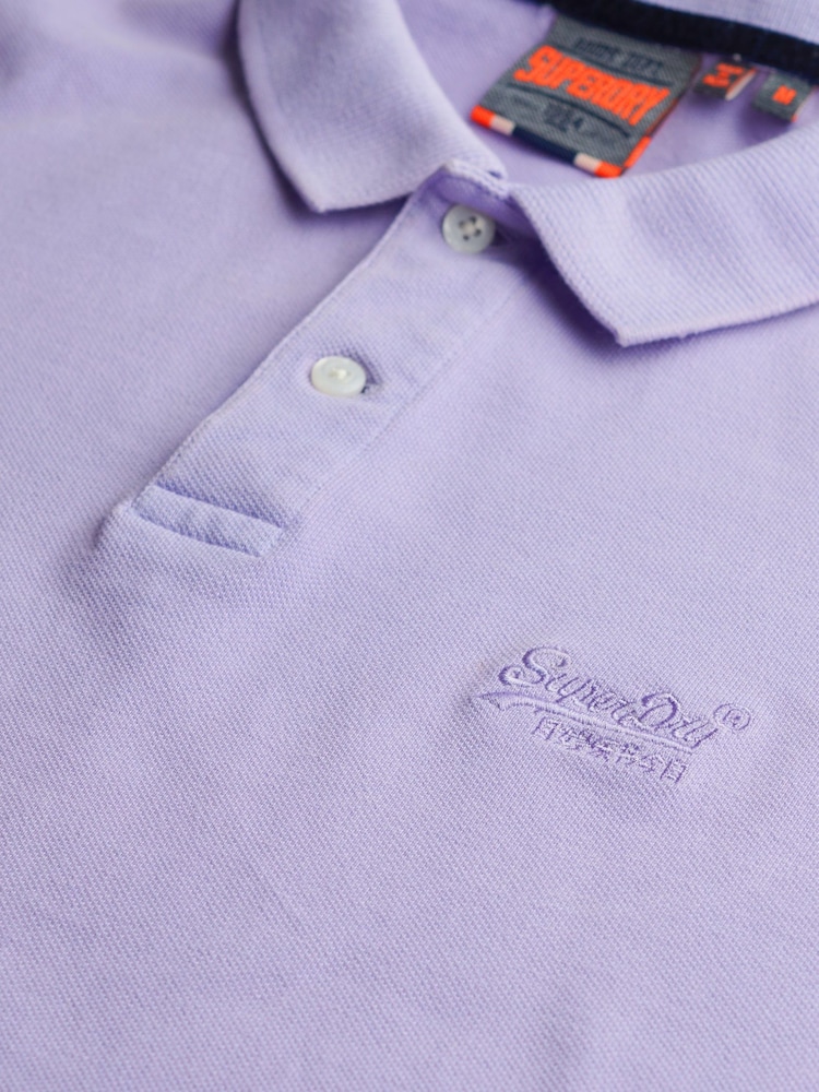 Superdry Purple Vint Destroy 100% Cotton Polo Shirt - Image 5 of 5