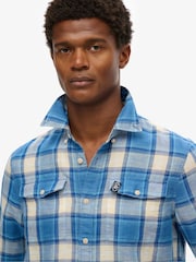 Superdry Blue Sky Merchant Check 100% Cotton Shirt - Image 3 of 6