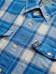 Superdry Blue Sky Merchant Check 100% Cotton Shirt - Image 6 of 6