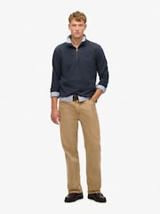 Superdry Blue Essential Logo Henley Sweater - Image 1 of 2