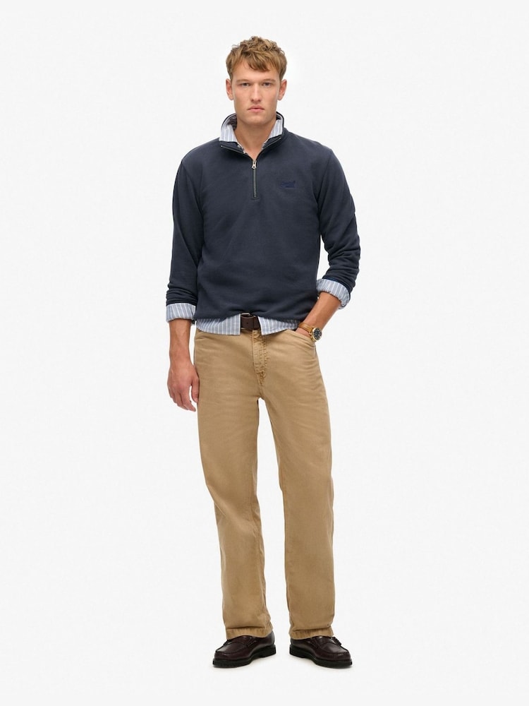 Superdry Blue Essential Logo Henley Sweater - Image 1 of 2