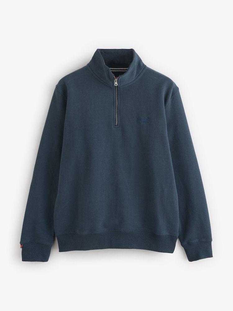 Superdry Blue Essential Logo Henley Sweater - Image 2 of 2