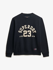 Superdry Blue Vintage Athletic Crew Neck 100% Cotton Sweatshirt - Image 4 of 5