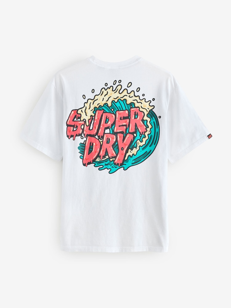 Superdry White Outdoor Narrative Loose 100% Cotton T-Shirt - Image 2 of 2