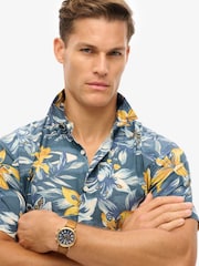 Superdry Blue Hawaiian Print Shirt - Image 3 of 6