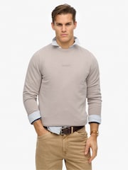 Superdry Natural Natural Micro Logo Crew Neck Sweatshirt - Image 1 of 6