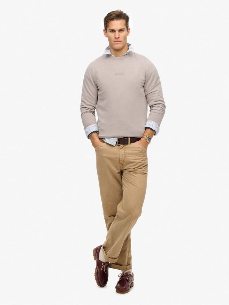 Superdry Natural Natural Micro Logo Crew Neck Sweatshirt - Image 3 of 6