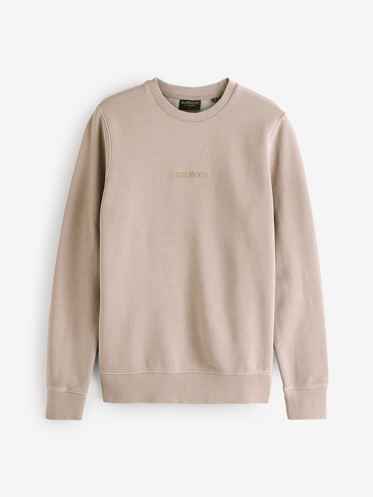 Superdry Natural Natural Micro Logo Crew Neck Sweatshirt - Image 5 of 6