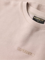 Superdry Natural Natural Micro Logo Crew Neck Sweatshirt - Image 6 of 6