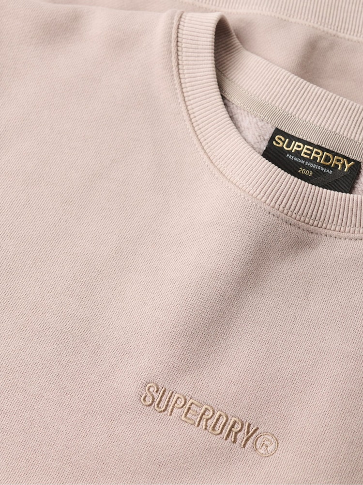 Superdry Natural Natural Micro Logo Crew Neck Sweatshirt - Image 6 of 6