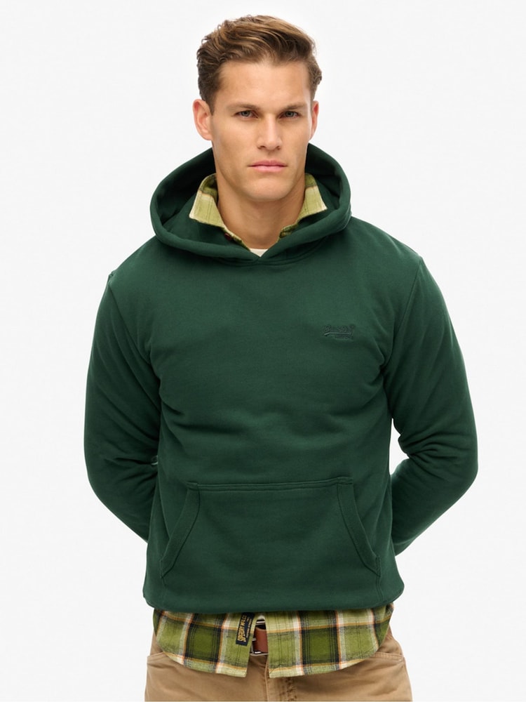 Superdry Green Essential Loose Fit Logo Hoodie - Image 1 of 6