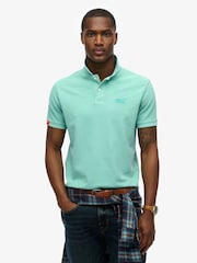 Superdry Green 100% Cotton Vint Destroy Polo Shirt - Image 1 of 5