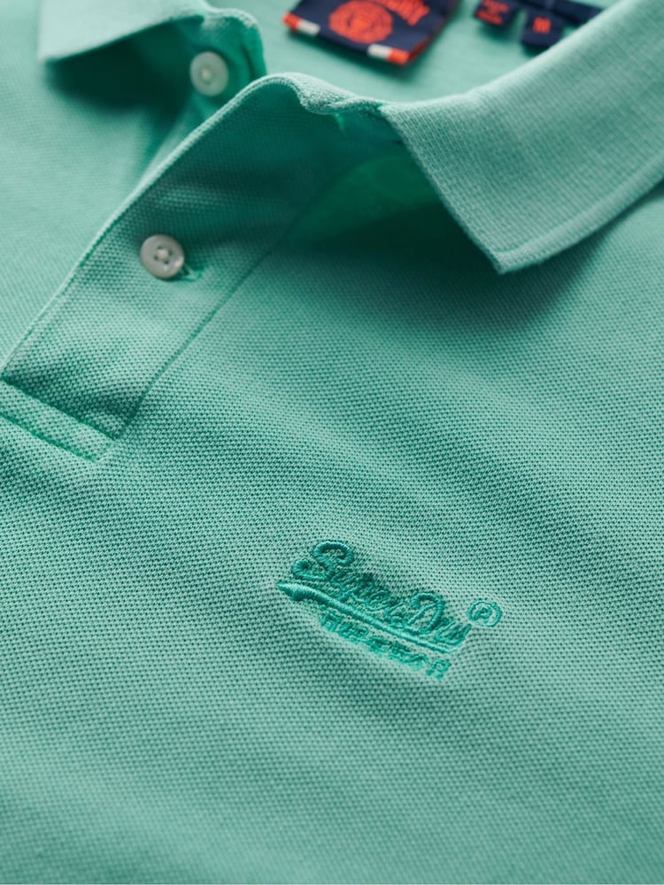 Superdry Green 100% Cotton Vint Destroy Polo Shirt - Image 5 of 5