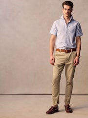 Синий - Оксфордская рубашка из 100% хлопка с короткими рукавами Superdry - Изображение 2 из 7