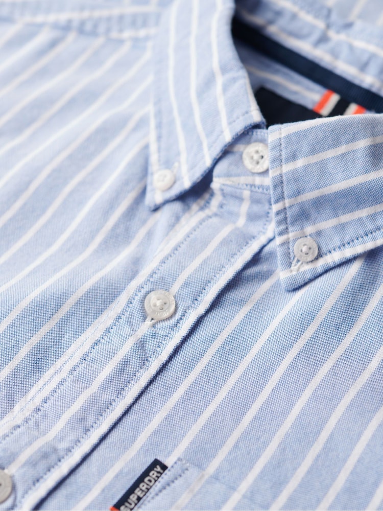 Superdry Blue Oxford Short Sleeve 100% Cotton Shirt - Image 7 of 7 Superdry Blue Oxford Short Sleeve 100% Cotton Shirt - Image 7 of 7