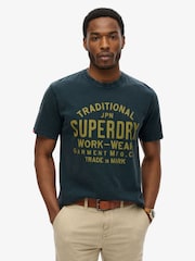 Superdry Blue 100% Cotton Machined Goods Workwear T-Shirt - Image 1 of 5