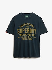 Superdry Blue 100% Cotton Machined Goods Workwear T-Shirt - Image 4 of 5