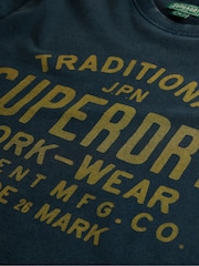 Superdry Blue 100% Cotton Machined Goods Workwear T-Shirt - Image 5 of 5