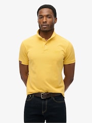 Superdry Yellow Vintage Destroy Relaxed 100% Cotton Polo Shirt - Image 1 of 5
