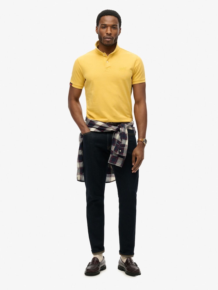 Superdry Yellow Vintage Destroy Relaxed 100% Cotton Polo Shirt - Image 2 of 5
