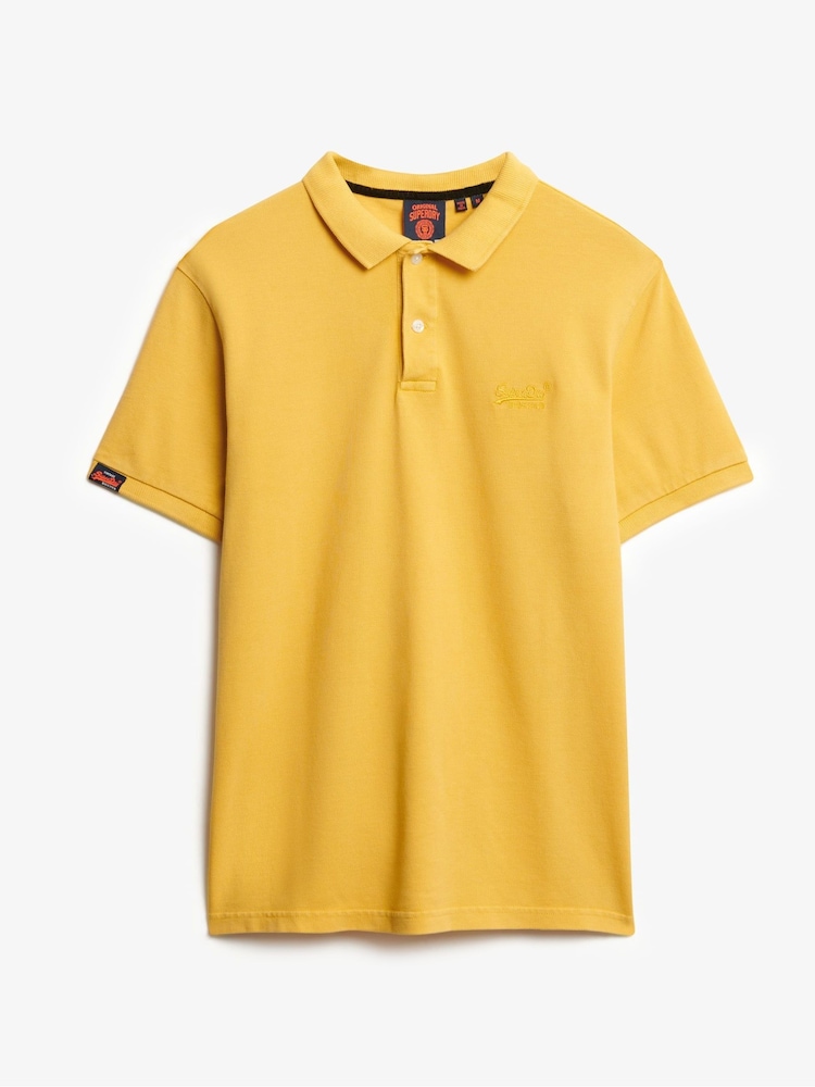 Superdry Yellow Vintage Destroy Relaxed 100% Cotton Polo Shirt - Image 4 of 5