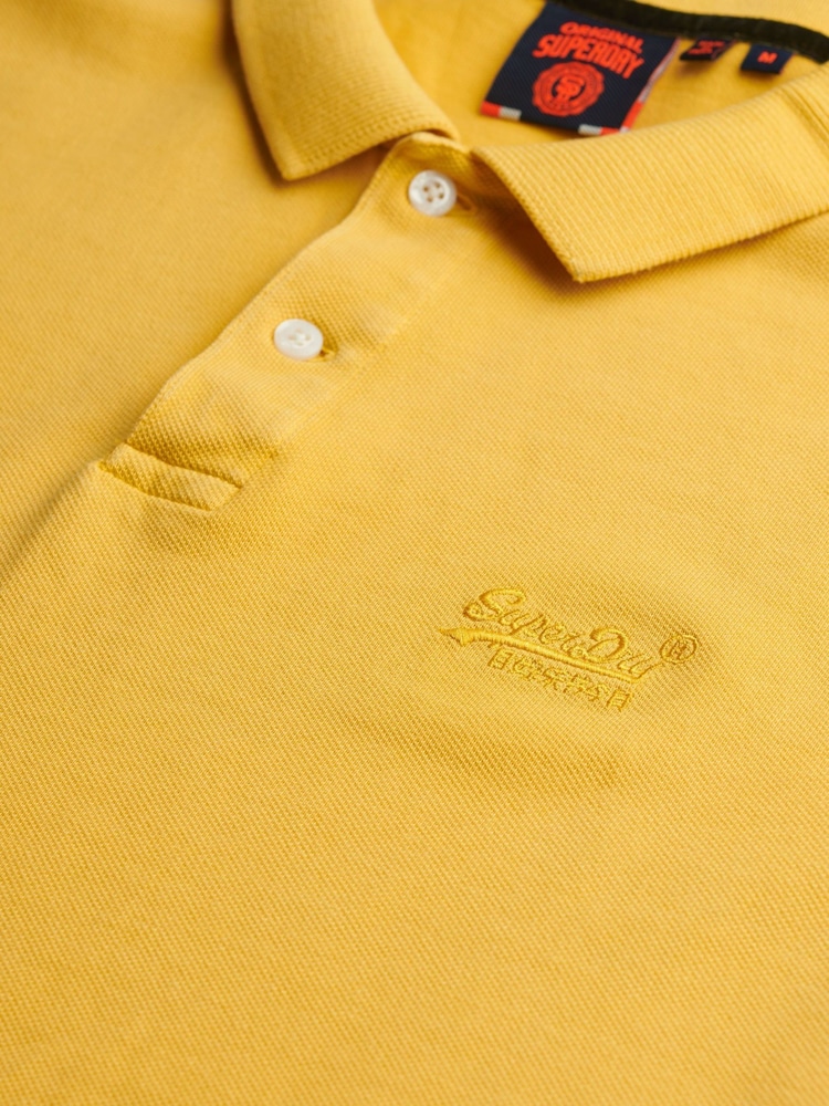 Superdry Yellow Vintage Destroy Relaxed 100% Cotton Polo Shirt - Image 5 of 5