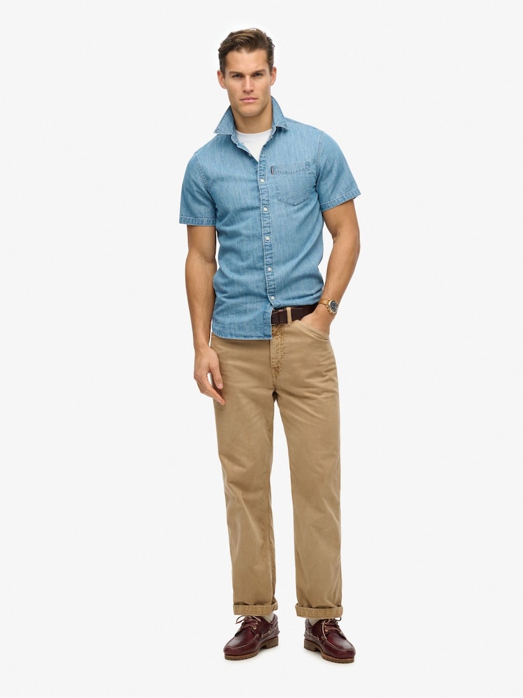 Superdry Blue Essential 100% Cotton Denim Shirt - Image 2 of 5