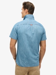Superdry Blue Essential 100% Cotton Denim Shirt - Image 3 of 5