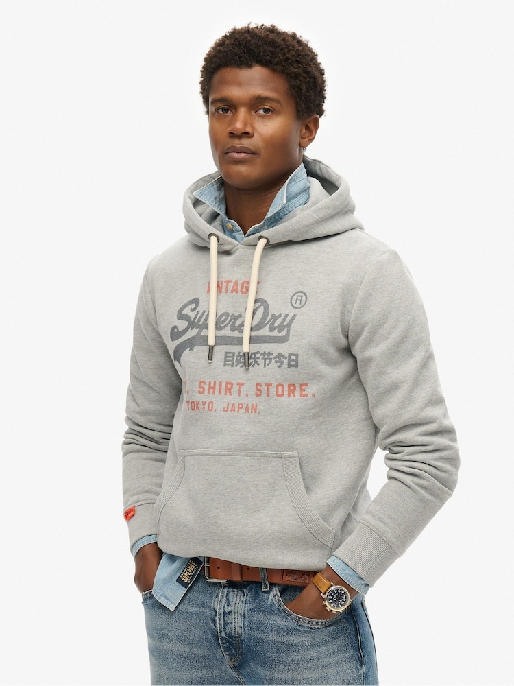 Gris - Superdry VL Heritage Relaxed Hoodie - Imagen 1 de 5
