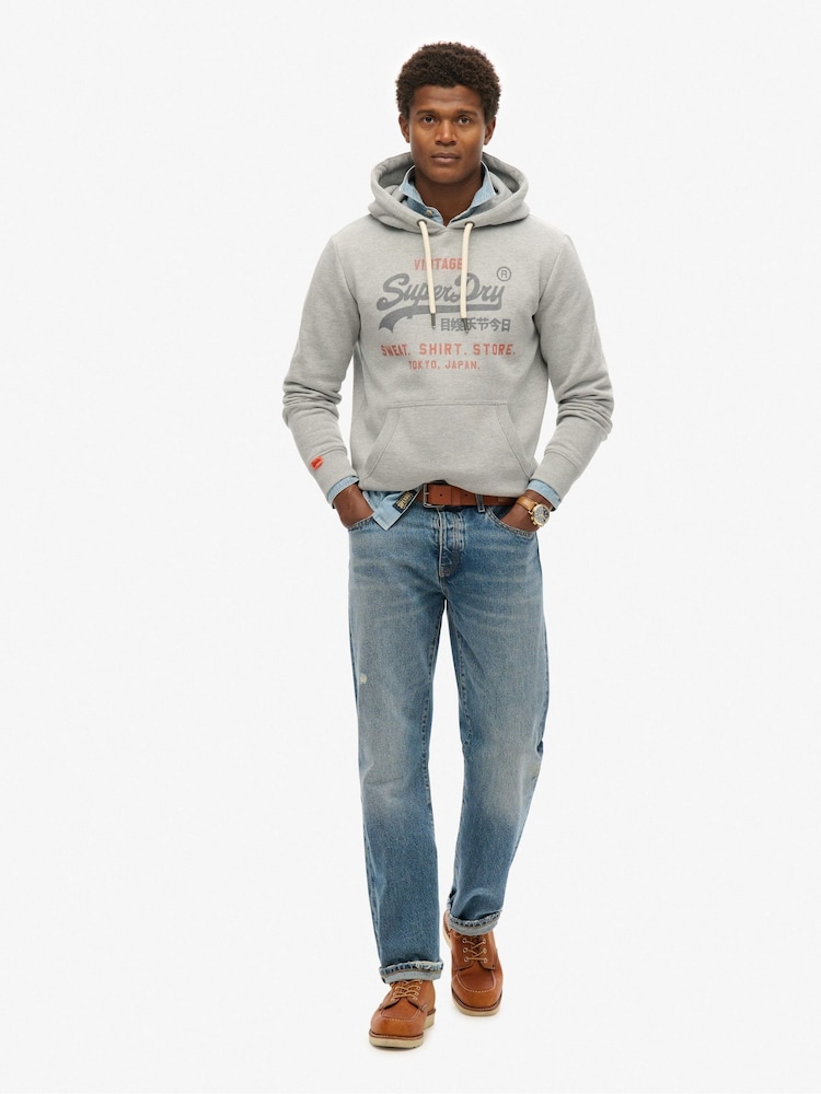Gris - Superdry VL Heritage Relaxed Hoodie - Imagen 2 de 5
