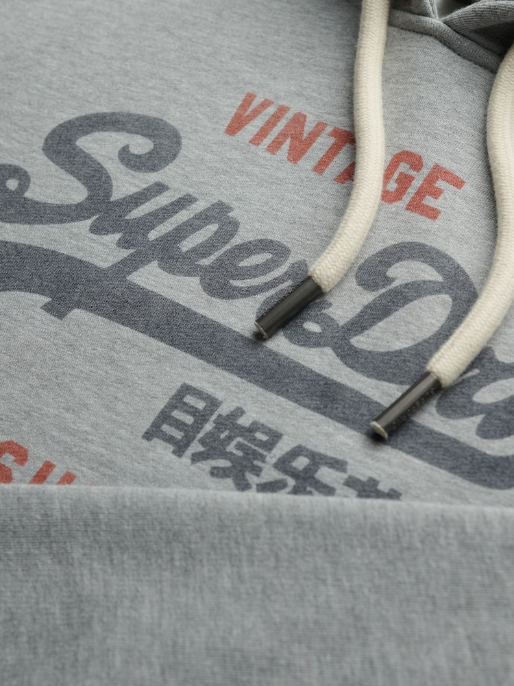 Superdry Grey Vintage Logo Heritage Relaxed Hoodie - Image 4 of 4