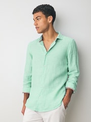 Superdry Green Vacation Long Sleeve 100% Linen Shirt - Image 1 of 6