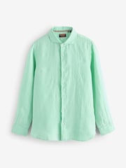 Superdry Green Vacation Long Sleeve 100% Linen Shirt - Image 2 of 6