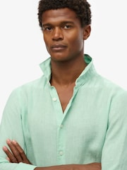 Superdry Green Vacation Long Sleeve 100% Linen Shirt - Image 3 of 6