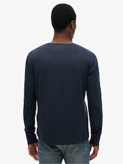 Superdry Blue Merchant Grandad Jersey 100% Cotton Top - Image 3 of 6