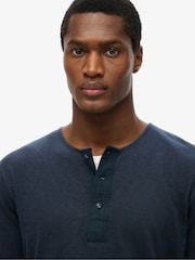 Superdry Blue Merchant Grandad Jersey 100% Cotton Top - Image 4 of 6