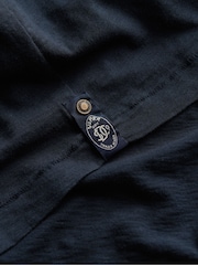 Superdry Blue Merchant Grandad Jersey 100% Cotton Top - Image 6 of 6