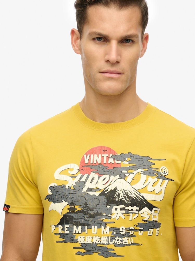 Желтый - Футболка Superdry VL Tokyo Relaxed из 100% хлопка - Image 3 of 3