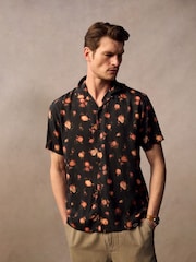 Superdry Black Short Sleeve Print Shirt - Image 1 of 3