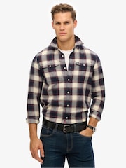 Superdry Blue Merchant Check 100% Cotton Shirt - Image 1 of 6