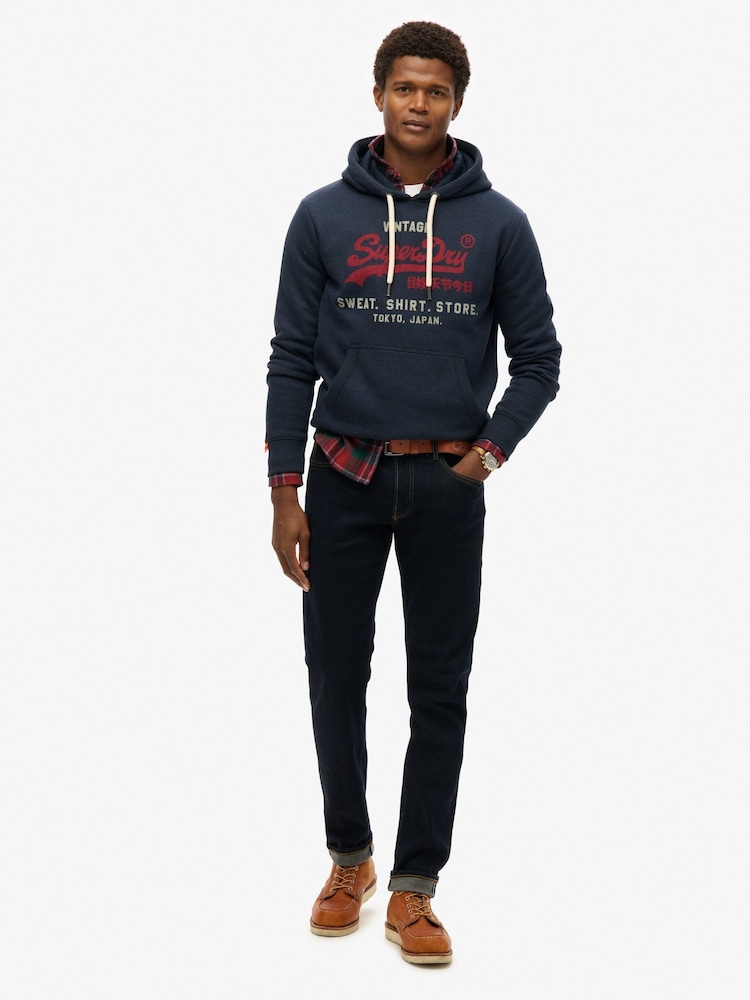 Azul - Superdry VL Heritage Relaxed Hoodie - Imagen 2 de 5
