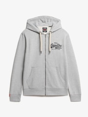 Superdry Grey VL Embroidered Logo Zip Hoodie - Image 4 of 5
