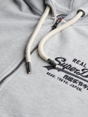 Superdry Grey VL Embroidered Logo Zip Hoodie - Image 5 of 5